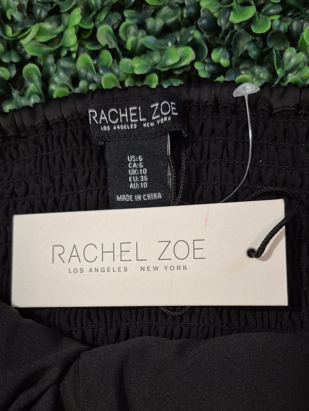 Satin Rachel Zoe Pewter Rhinestone Trim Crop Top in Black Size 6/medium  NWT - Picture 6 of 14
